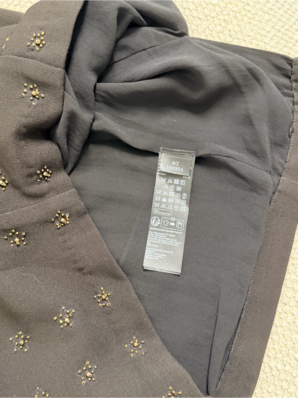 Allsaint Black Gold-Embellished Celestial Mini Dress size 2 - Picture 7 of 9